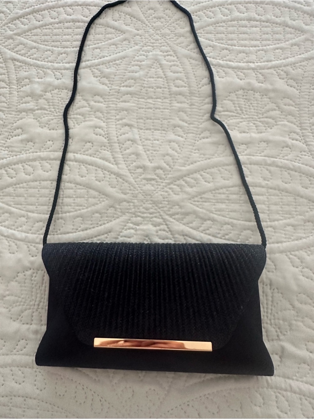 Nina Black Evening Clutch Bag with Gold Accent New